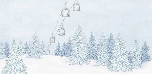 Carta da parati blu per gondola di montagna