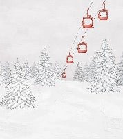 Papier peint montagne télécabine rouge, XXL, tendance