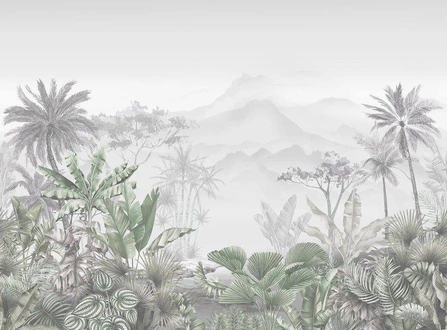 Papier peint tendance tropical vert