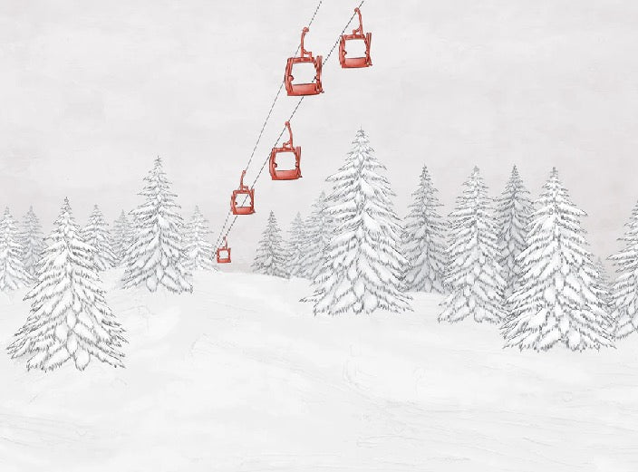 Carta da parati rossa per gondola di montagna