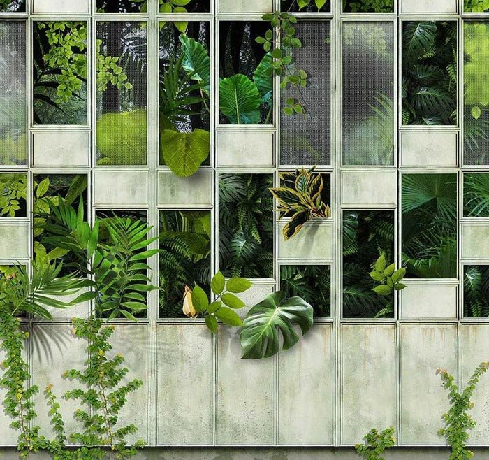 Papier peint panoramique verrière nature plante, XXL, tendance