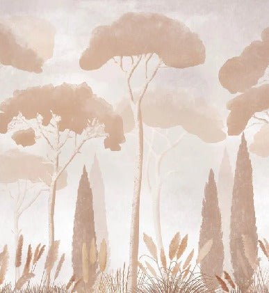 Papier peint sépia cyprès pins, XXL, tendance