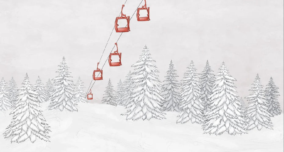 Carta da parati rossa per gondola di montagna