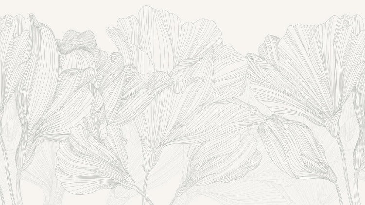 Carta da parati panoramica Valzer di fiori in bianco e grigio
