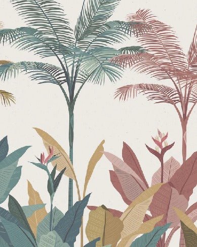 Papier peint panoramique jungle colorée, XXL, tendance