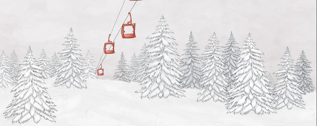Carta da parati rossa per gondola di montagna