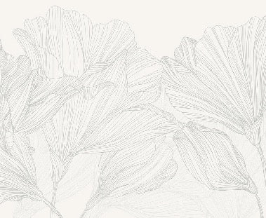 Papier peint panoramique gris et blanc valse des fleurs, XXL, tendance