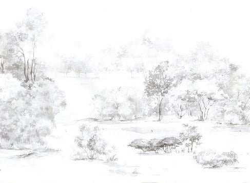 Tapete Kiefernwald Aquarell