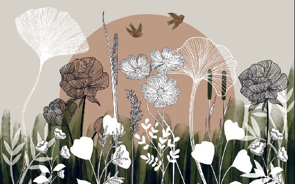 Papier peint panoramique illustration florale