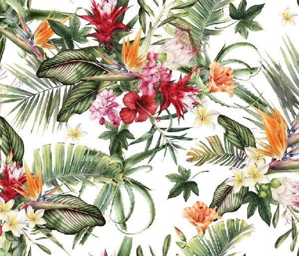 Papier peint tropical & Fleurs colorées, mural concept, tendance