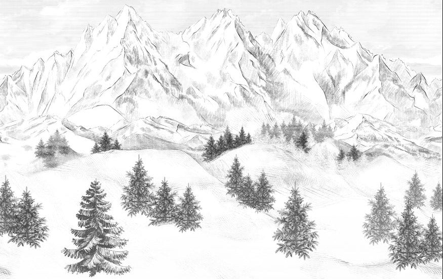 Papier peint montagne sommets de Chamonix, XXL, tendance