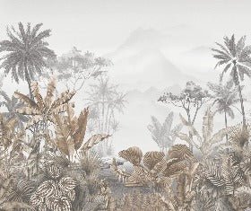 Papier peint tendance tropical sepia, mural concept, tendance