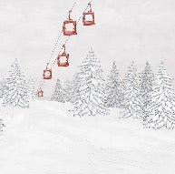 Carta da parati rossa per gondola di montagna
