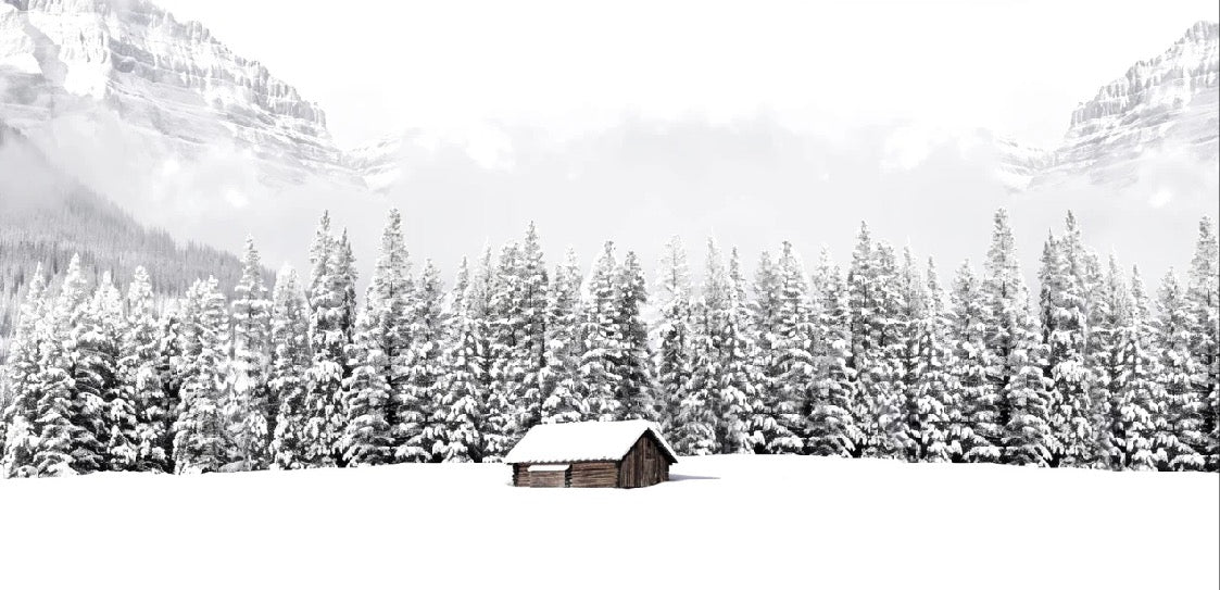 Papier peint panoramique chalet en montagne