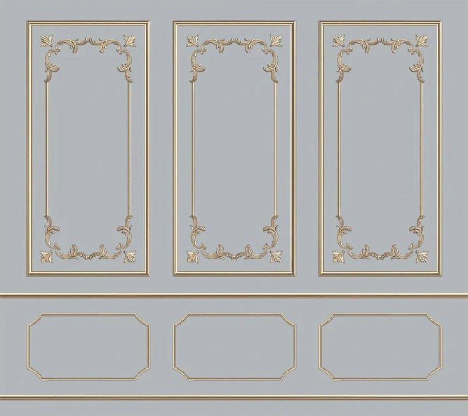 Papier peint trompe l’œil moulure doré Parisien style, XXL, tendance