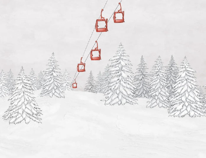Carta da parati rossa per gondola di montagna