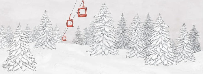 Carta da parati rossa per gondola di montagna