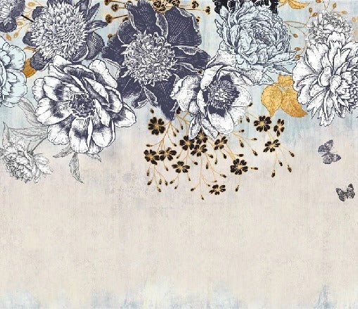 Papier peint floral retro, XXL, tendance