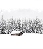 Panoramic mountain chalet wallpaper