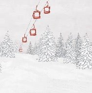 Carta da parati rossa per gondola di montagna