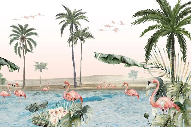 Oasis flamingo wallpaper