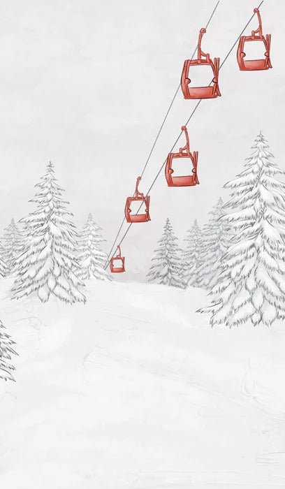Carta da parati rossa per gondola di montagna