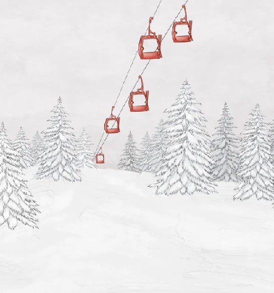 Carta da parati rossa per gondola di montagna