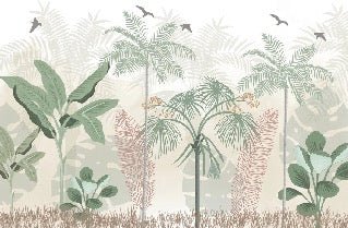 Papier peint panoramique jungle pastel, XXL, tendance