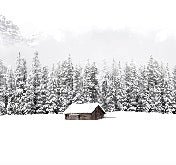 Papier peint panoramique chalet en montagne