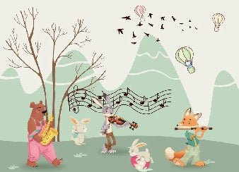 Carta da parati per bambini Animali in musica