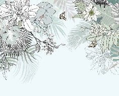 Papier peint tendance nature plante vert d'eau, XXL, tendance