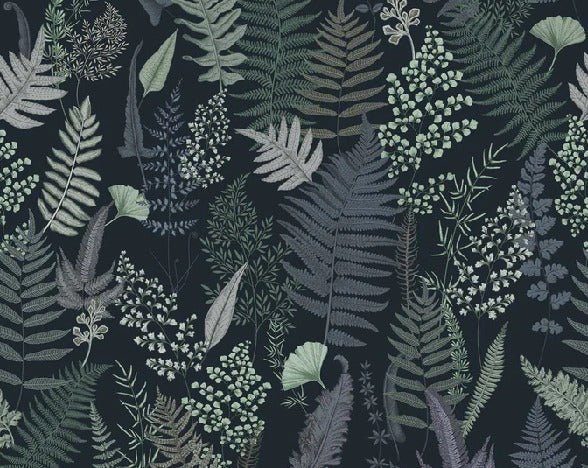 Papier peint toilette dense feuille bleu marine, XXL, tendance