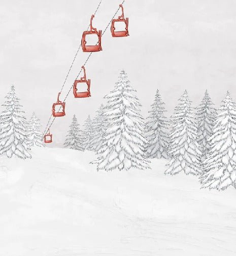 Carta da parati rossa per gondola di montagna