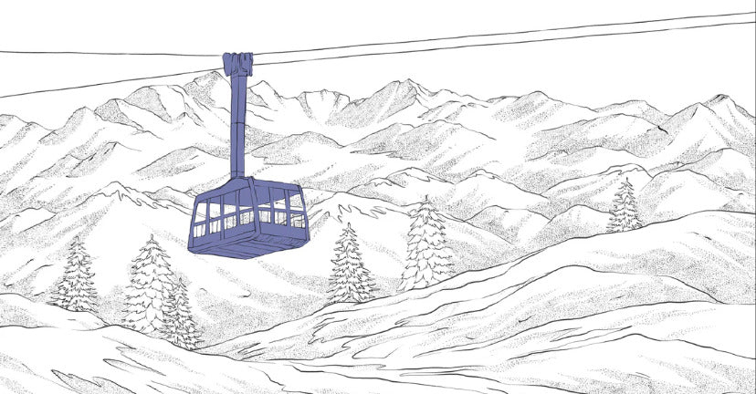 Papier peint La Plagne télécabine bleu, XXL, tendance