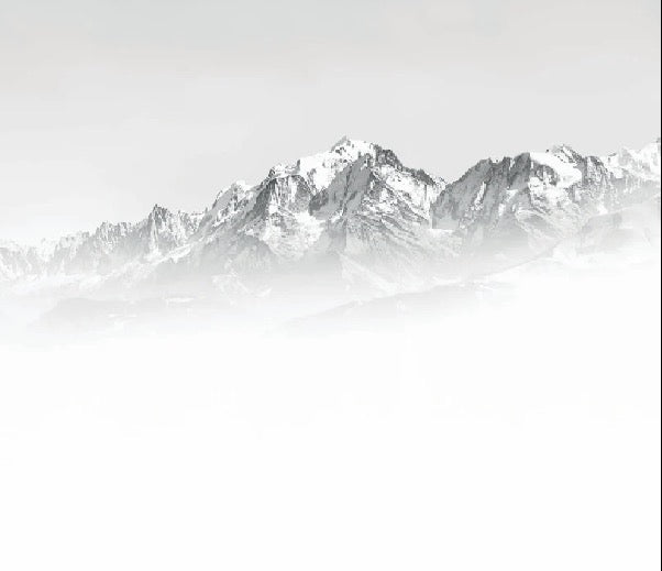 Papier peint Mont Blanc dans la brume noir et blanc, XXL, tendance