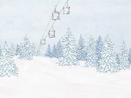 Carta da parati blu per gondola di montagna