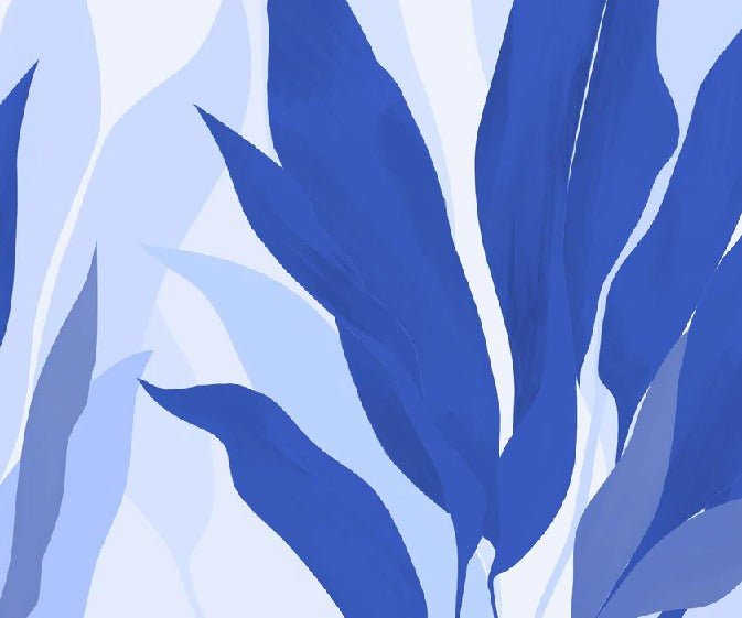 Papier peint panoramique étoffe florale bleu, XXL, tendance