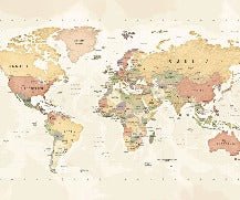 Papier peint panoramique carte du monde exploration