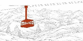 Sfondo rosso della funivia di La Plagne