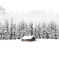 Papier peint panoramique chalet en montagne