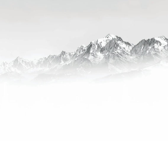 Papier peint Mont Blanc dans la brume noir et blanc, XXL, tendance