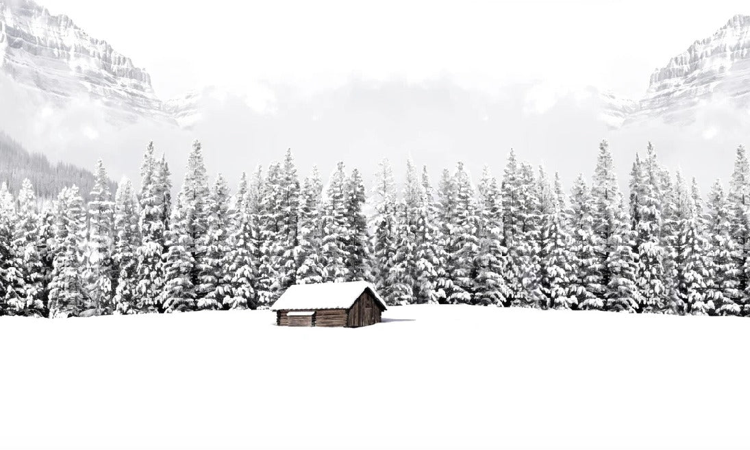 Panoramic mountain chalet wallpaper