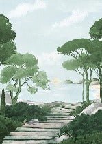 Papier peint balade dans les calanques vert, XXL, tendance