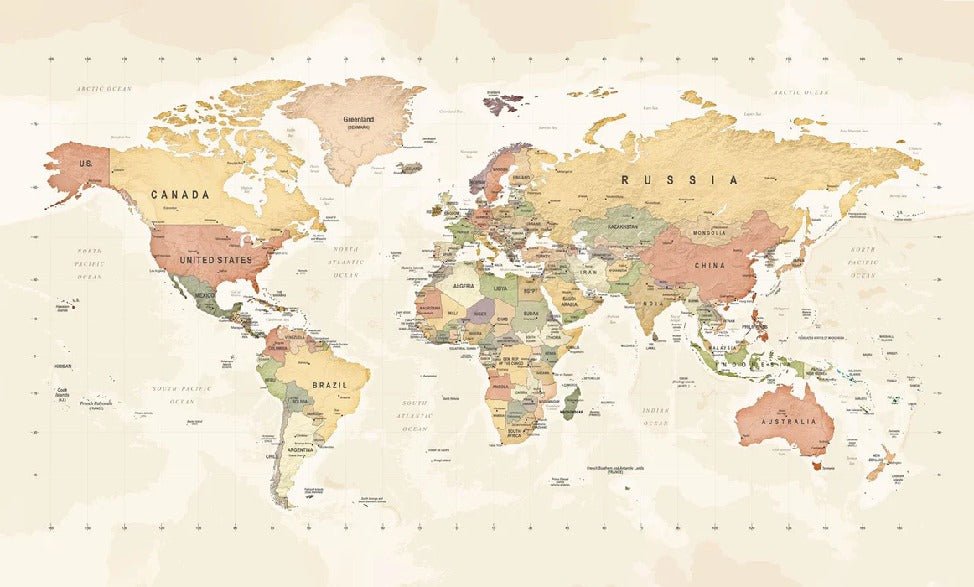 Papier peint panoramique carte du monde exploration