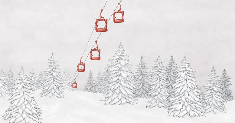 Carta da parati rossa per gondola di montagna