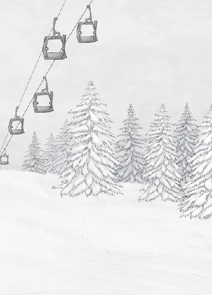 Papier peint montagne télécabine noir & blanc