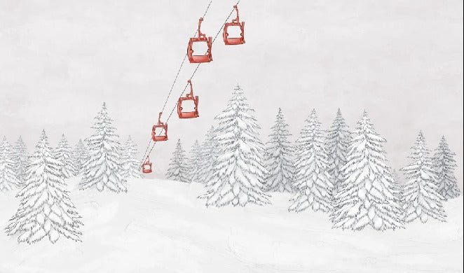 Carta da parati rossa per gondola di montagna