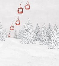 Carta da parati rossa per gondola di montagna