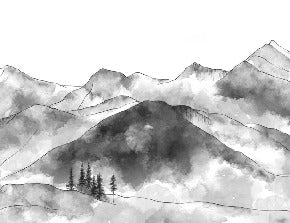 Papier peint montagne chaine des Aravis noir et blanc, XXL, tendance