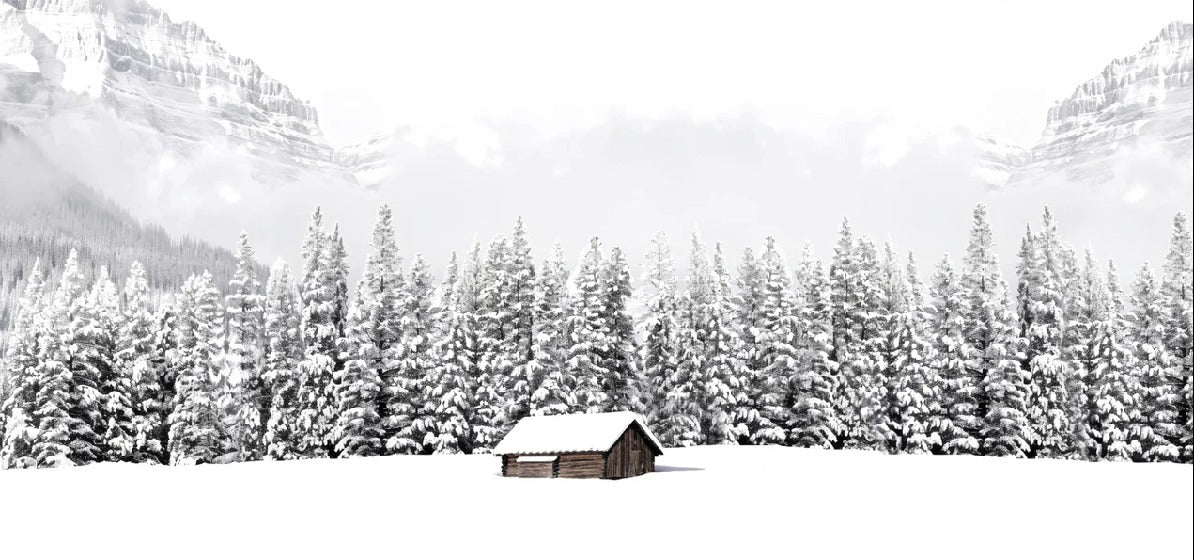 Papier peint panoramique chalet en montagne